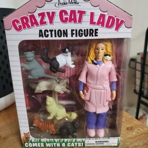 Crazy Cat Figurine With Cats